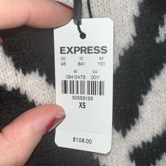 Express zebra long sweater duster cardigan size xsmall - Picture 9 of 10